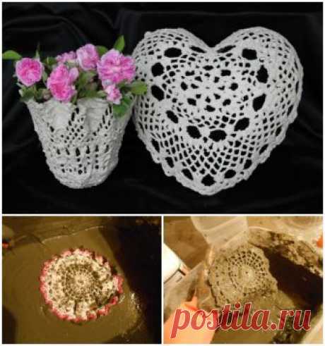 DIY Cement Lace Doily Planter Tutorial We have some doily projects for home decoration before, and today we are going to share another new and different way to reuse your crochet doilies you have been lying around the house, you can soak them in cement to create a unique and personal piece of home or garden planter decoration. Main Supplies you need: Doilies. Concrete bonding additive Portland cement (Not concrete or mortar) Dust mask Molds Other cement working supplies Ho...