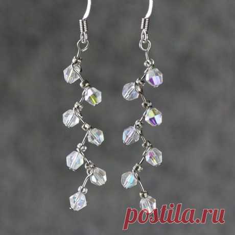 Crystal clear zigzag drop earrings handmade ani by AnniDesignsllc, $12.95