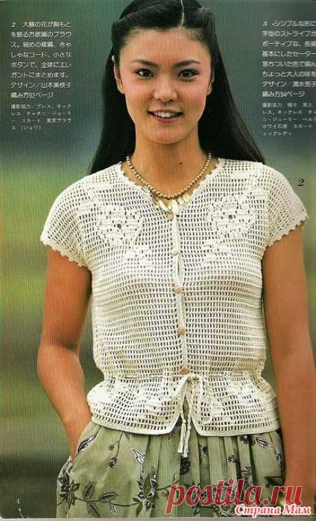 Летний ажурный жакет крючком. «Japanese magazine 1983»/Китай/