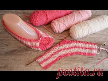 Следки «Розовая палитра» спицами 🎀 «Pink Color Palette» slippers knitting pattern