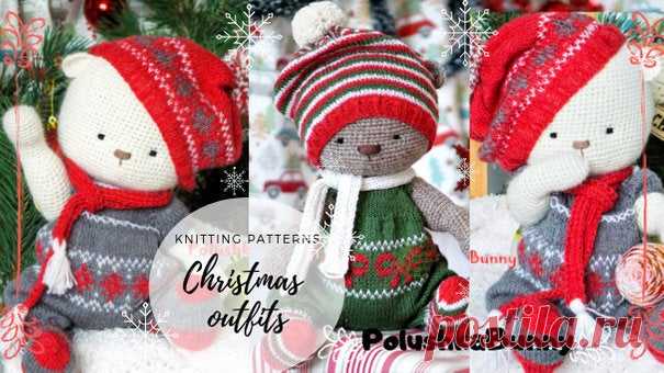 Christmas Knitting Pattern pdf - Christmas Snowflake Bear Outfit / Photo Tutorial & Written Pattern / Knitted animals by Polushkabunny