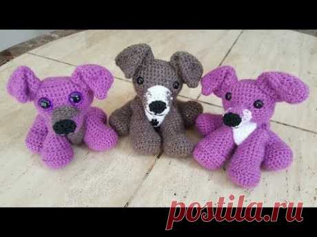 Crochet Easy Beginner Amigurumi Pitbull Puppy Dog DIY tutorial
