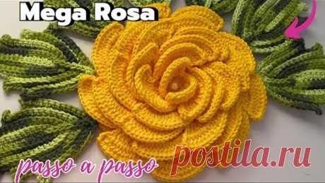 MEGA ROSA DE CROCHÊ | passo a passo