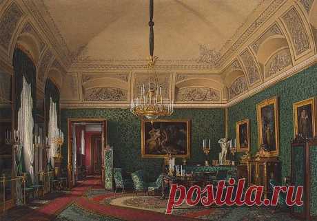 Interiors of the Winter Palace. The First Reserved Apartment. The Small Study of Grand Princess Maria Nikolayevna - Edward Petrovich Hau - Drawings, Prints and Painting from Hermitage Museum | brunhild110 приколол(а) это к доске Interior painting