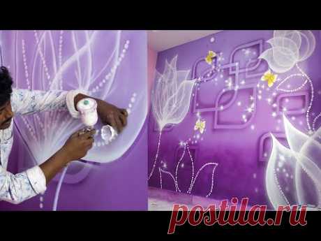 Simple wall spray painting designs | wall painting ideas for bedroom easy