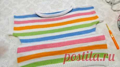 Яркая футболка для дочки!) | Вязание спицами для детей