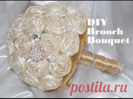 #1 DIY How to make Your Own Bridal Bouquet Brooch Fabric Flowers  No Wires Easy
