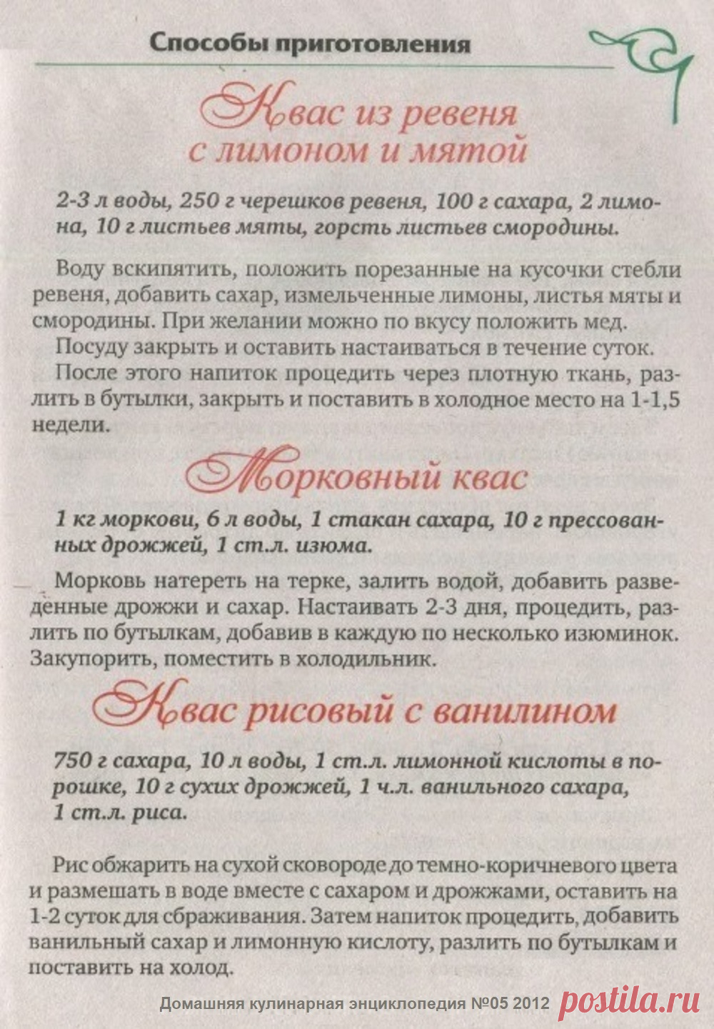 Квас из ревеня с лимоном и мятой. Морковный квас. Квас рисовый с ванилином
