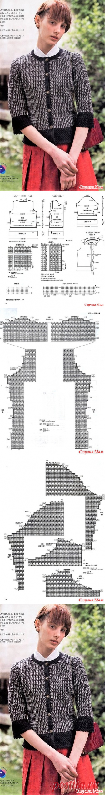 Пестрый жакет в стиле Шанель(тунисское вязание). Крючок. - ВЯЗАНАЯ МОДА+ ДЛЯ НЕМОДЕЛЬНЫХ ДАМ - Страна Мам