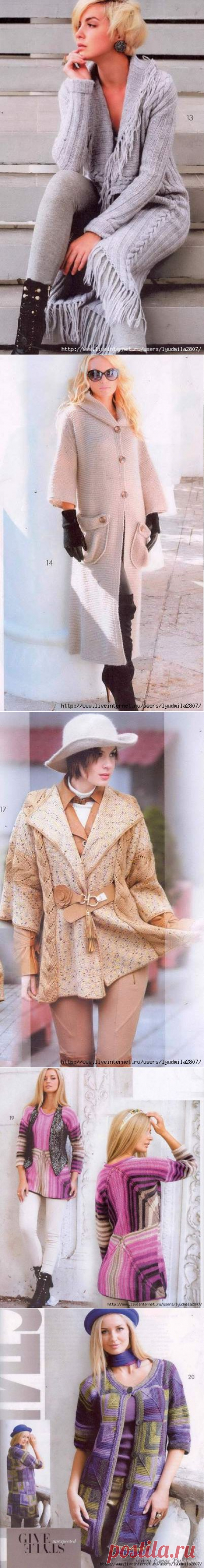 Пальто и жакеты спицами из Журнала Мод № 585