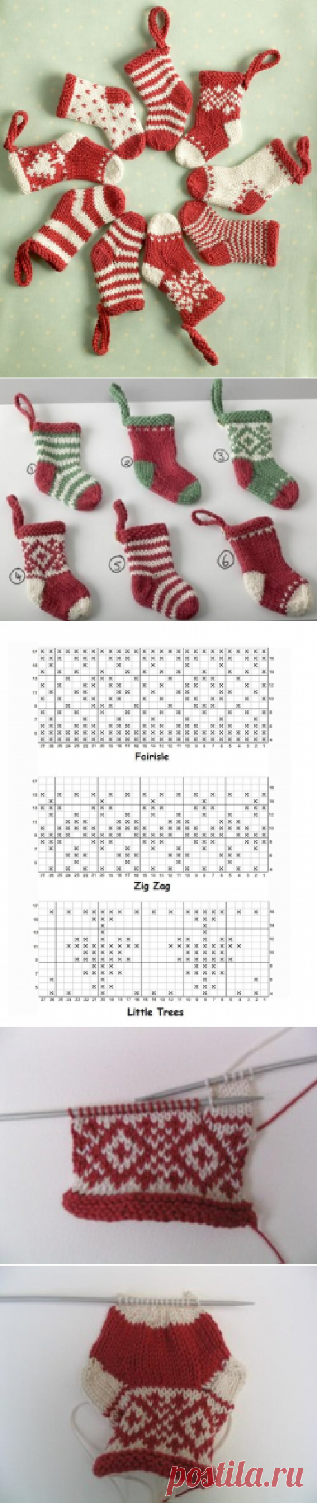 Бесплатные шаблоны вязание: вязаные мини рождественские чулки