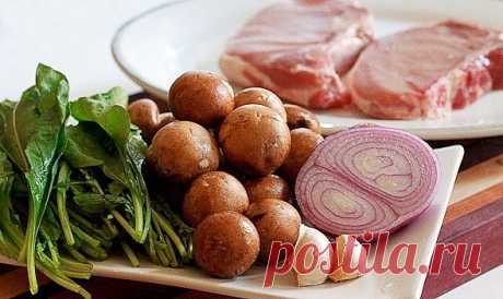 Как приготовить свинина с грибами и рукколой - рецепт, ингридиенты и фотографии