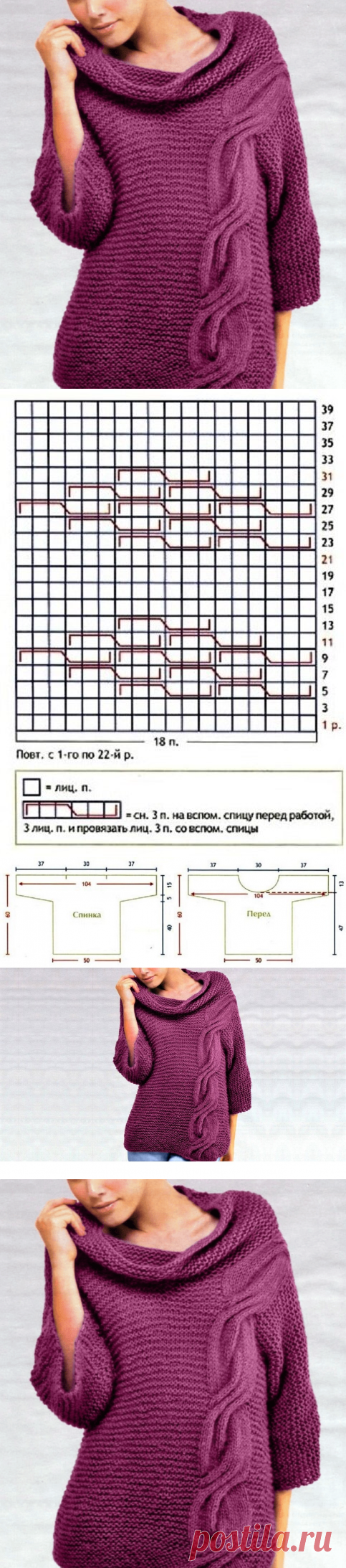 Схема вязания пояса для поясницы спицами