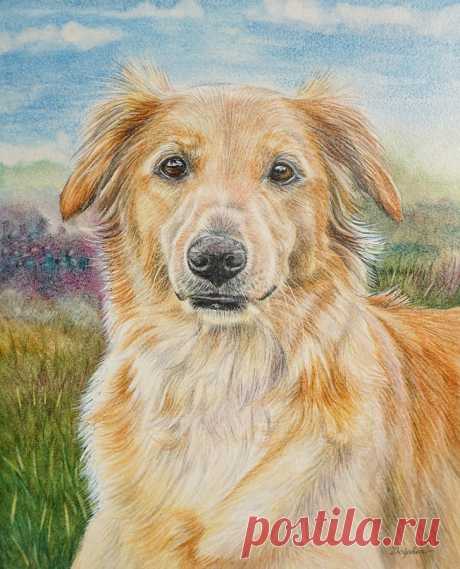 Golden Dog by Gail Dolphin Golden Dog Painting by Gail Dolphin