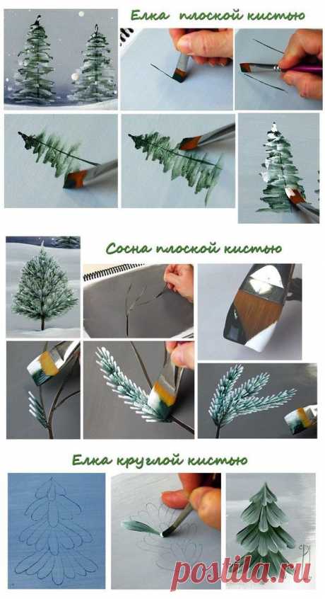 Нарисуйте зимние деревья вместе с детьми!