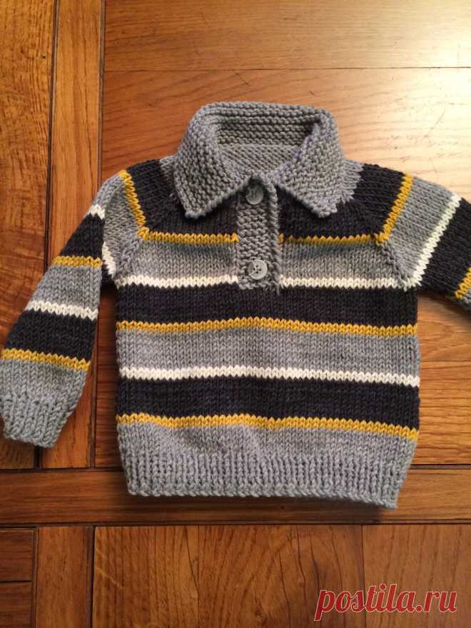 Sweater tejido, 4 meses, lana Plymouth , worsted merino superwash, palillos N 4. Raglán, empezado por arriba con 50 ptos.