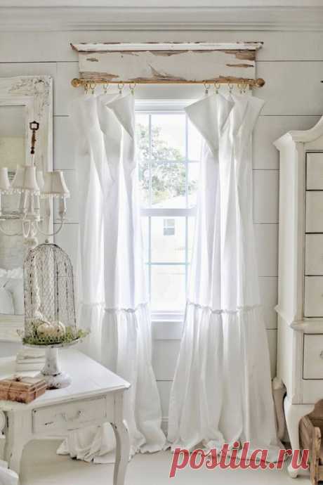 Ruffled Cotton Curtain Panels | Ruffled Curtains | Farmhouse Decor | Shabby Chic Bedding | Farmhouse