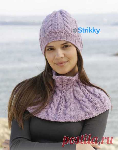 Комплект Milena (шапка и манишка) от Drops Design вязаный спицами | Strikky.ru