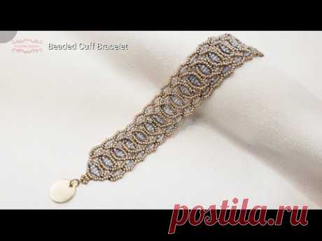 Beaded Cuff Bracelet. Beads Jewelry Making. Beading Tutorials. Handmade.