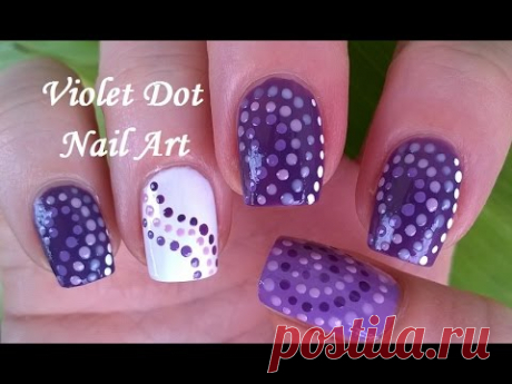 Purple, Violet &amp; White Dotting Tool Nail Art - DIY THREE EASY NAIL DESIGNS