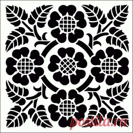 Tile No 15 stencil | Buy Stencil Library stencils online | Stencil design code DE102-L