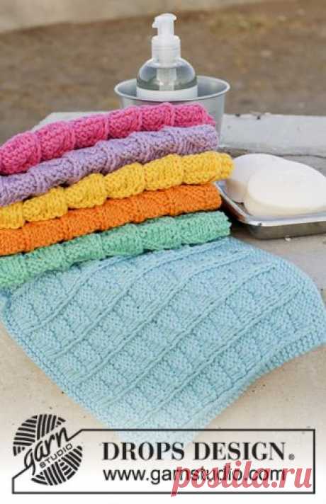 Rainbow Waffles / DROPS 189-12 - Free knitting patterns by DROPS Design Knitted cloths with textured pattern. The piece is worked in DROPS Paris.