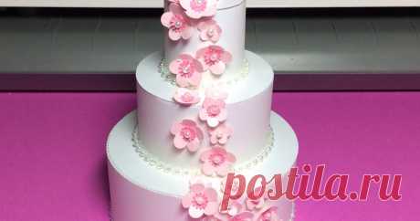 Cherry Blossom Three Tiered Wedding Cake Box      Cherry Blossom Wedding Cake Box      My daughter, Katie got married and I made this paper box to replicate her wedding cake.      Katie...