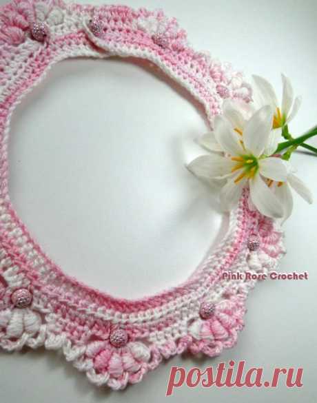 \ PINK ROSE CROCHET /: Colar Sasha Crochet Bullion Stitch Collar