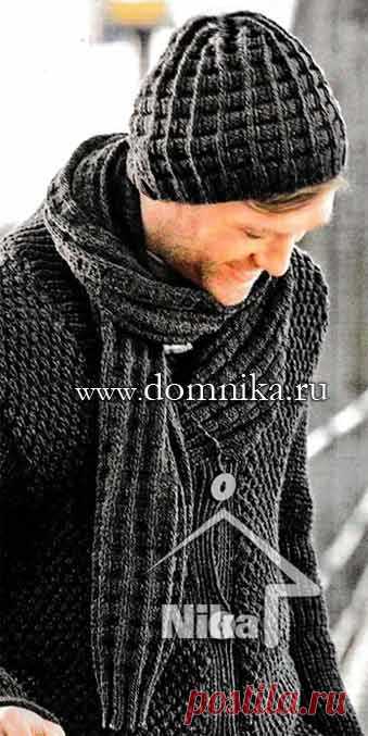 Мужская шапка спицами мужской шарф схемы вязания