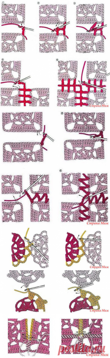 Соединение мотивов крючком - ВЯЗАНИЕ крючком для детей и родителей(СХЕМЫ) - Страна Мам