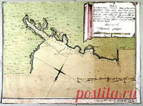 Карта Ахтиарской гавани, составленная Берсеневым в 18 веке. Так зарождалась база русского флота на Чёрном море.