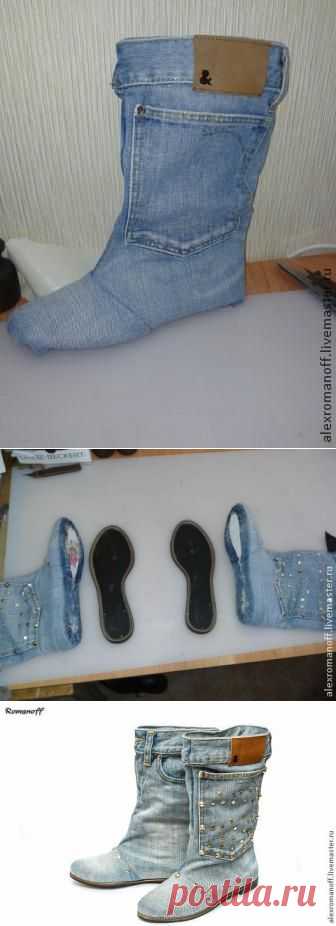 Как сделать обувь из джинсов - Ярмарка Мастеров - ручная работа, handmade