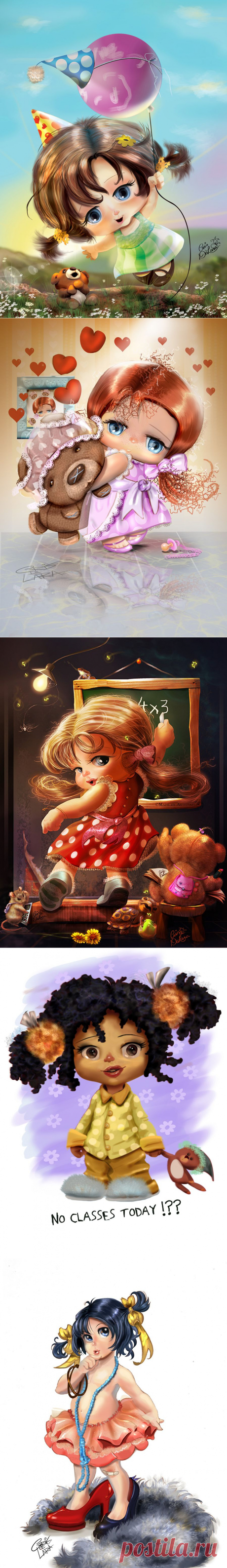 Иллюстратор Cris De Lara. Картинки с девчушками-пухляшками