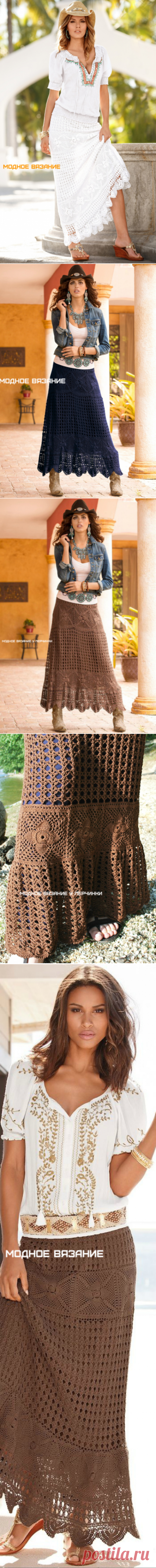Шикарная юбка крючком в стиле Бохо - Модное вязание