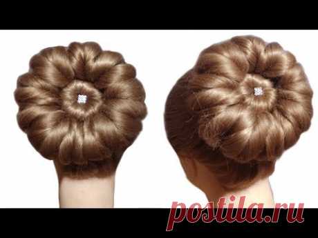 5 मिनट में घर पर ही बनाये 🙏 wedding Bun शादी पार्टी के लिए जुड़ा 🙏 Beautiful Bun Hairstyle