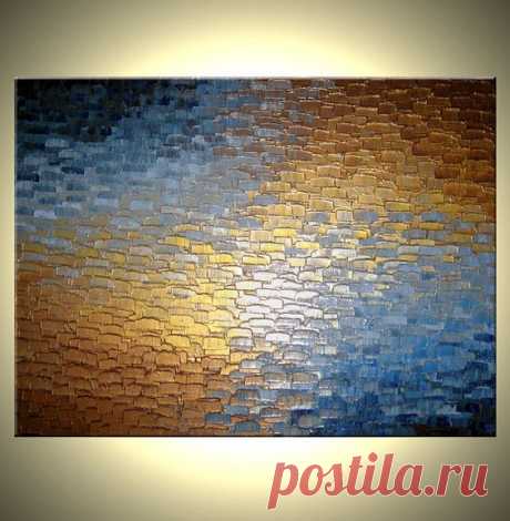 (1) Original Abstract Gold Metallic Painting - Palette Knife Abstract Bronze Modern Textured Art by Lafferty - 30 x 40