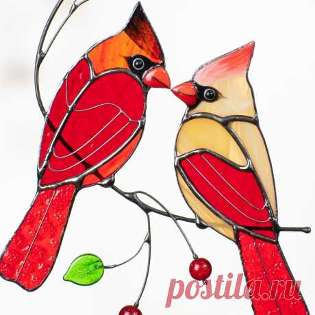 Vidriera cardenal cuelga regalo del Día de las Madres Vidrieras pájaro atrapasol Cardenal regalos Decoración de vidrieras personalizadas - Etsy Chile