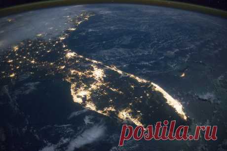 Ночная Флорида с МКС / Интересный космос