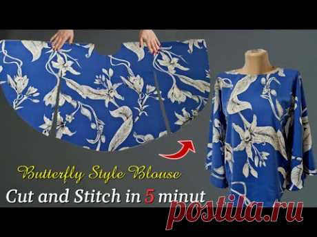 🔥Butterfly Blouse Style Boho Sew in 5 minutes🔥Cut and Stitch in 5 Minutes👍