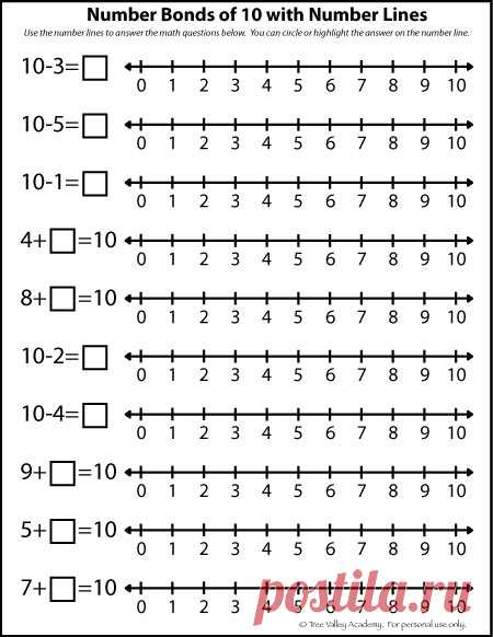 Number Bonds to 10 Free Math Worksheets