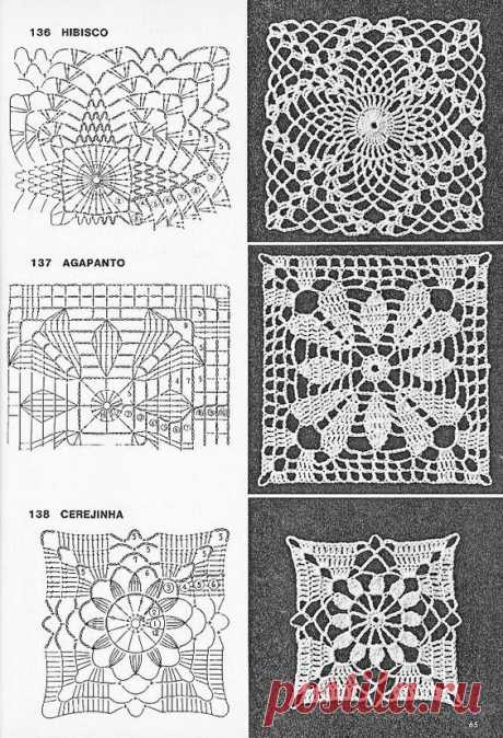 Делюсь подборкой из 40 красивых квадратных мотивов со схемами для вязания крючком юбок, топов, платьев, туник, палантинов, пледов, сумок | Министерство вязальных дел | Дзен