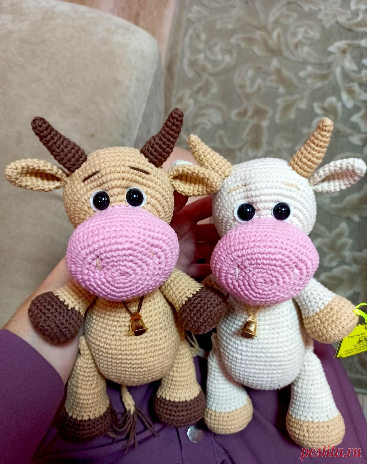 PDF Бычок Семён крючком. FREE crochet pattern; Аmigurumi toy patterns. Амигуруми схемы и описания на русском. Вязаные игрушки и поделки своими руками #amimore - корова, коровка, телёнок, бык, бычок из обычной пряжи.