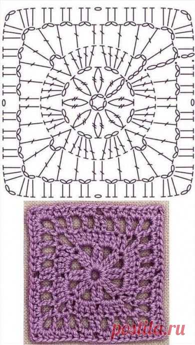 Подборка красивых квадратных мотивов крючком