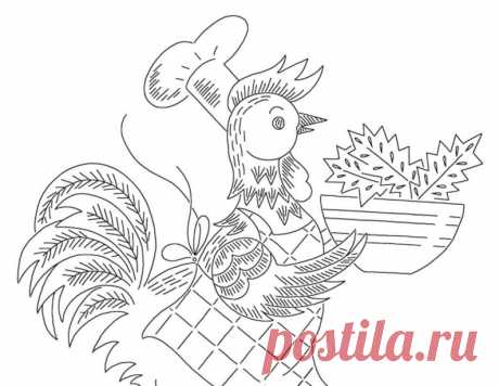 VP103 Poultry Diner Vintage Hand-Embroidery Pattern PDF | Etsy España