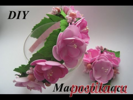 Ободок с цветами сакуры из фоамирана./How to make Foam Flower orchid, DIY, Tutorial Foam - YouTube