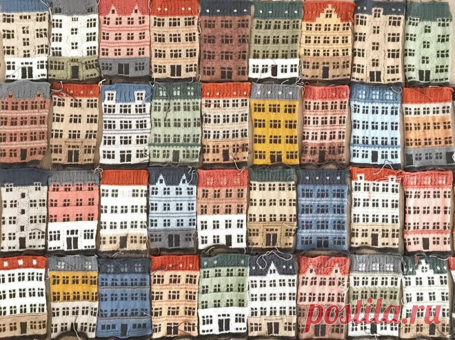 Плед спицами с домами, как в столице Дании в Копенгагене | 38 рукоделок | Яндекс Дзен