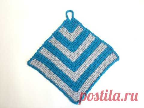 Простая квадратная салфетка-прихватка крючком на 8 марта/A simple square crochet doily for March 8