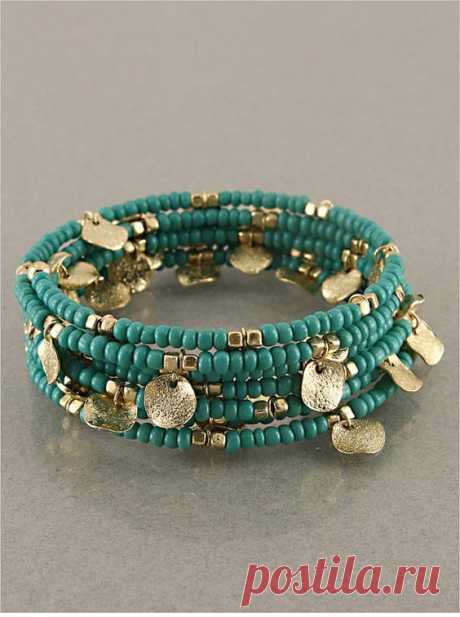 Turquoise &amp; Gold Bangle Bracelet by StringofLove on Etsy, $25.00 | bling