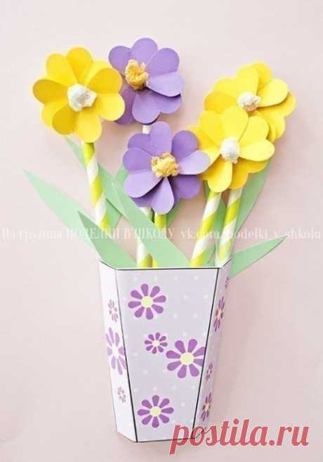 Открытка &quot;Объемная ваза с цветами&quot; — Поделки с детьми