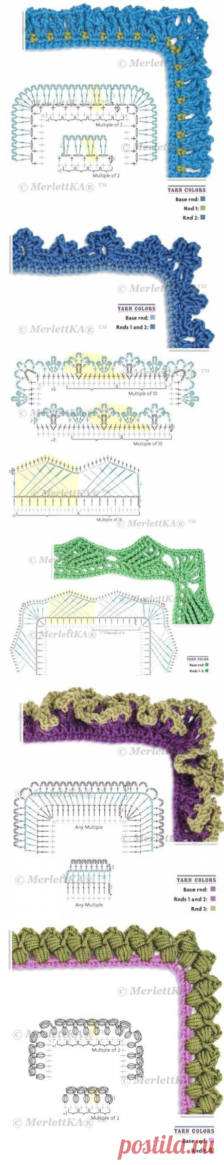 Around the Corner Crochet Borders: 150 видов обвязки края изделия - схемы